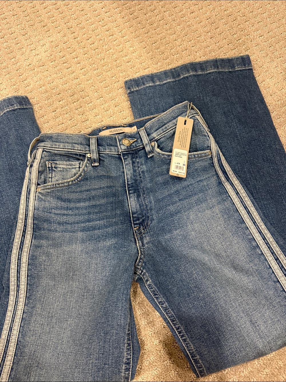 Hudson Jeans Women's Blue Wide-Leg Denim with Side Tape
